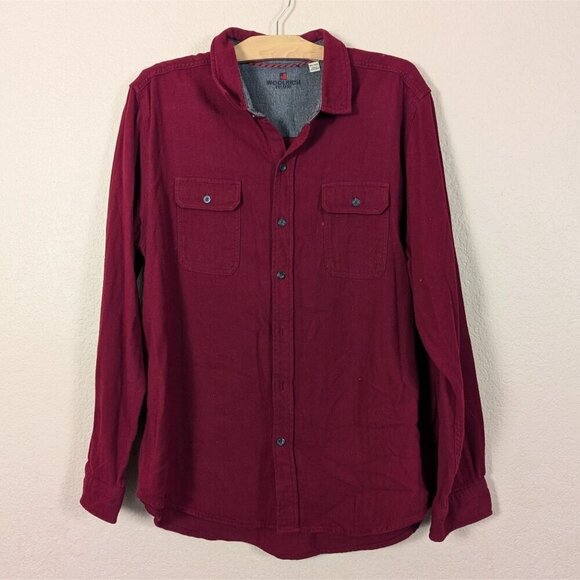 Woolrich 100% Brushed Cotton Flannel Button Down Shirt Mens XXL Wine Red Casual - Picture 1 of 9